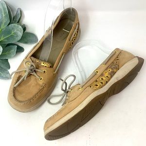 Sperry Top Sider Tan Slip On Boat Loafers Cream Women’s Size 9M